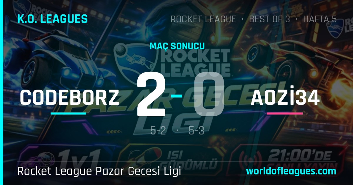 codeborz 2 - 0 aozi34 — Rocket League Pazar Gecesi Ligi