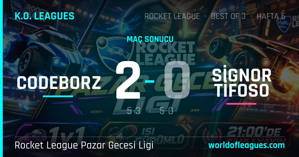 codeborz 2 - 0 Signor Tifoso — Rocket League Pazar Gecesi Ligi