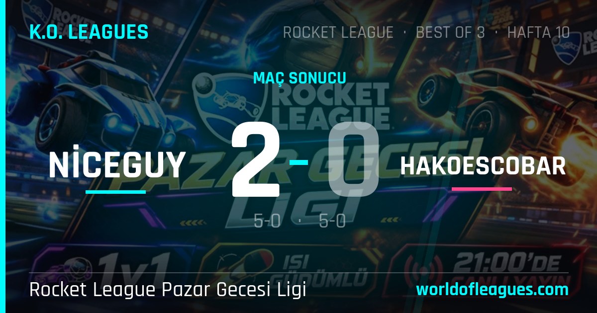 NiceGuy 2 - 0 Hakoescobar — Rocket League Pazar Gecesi Ligi