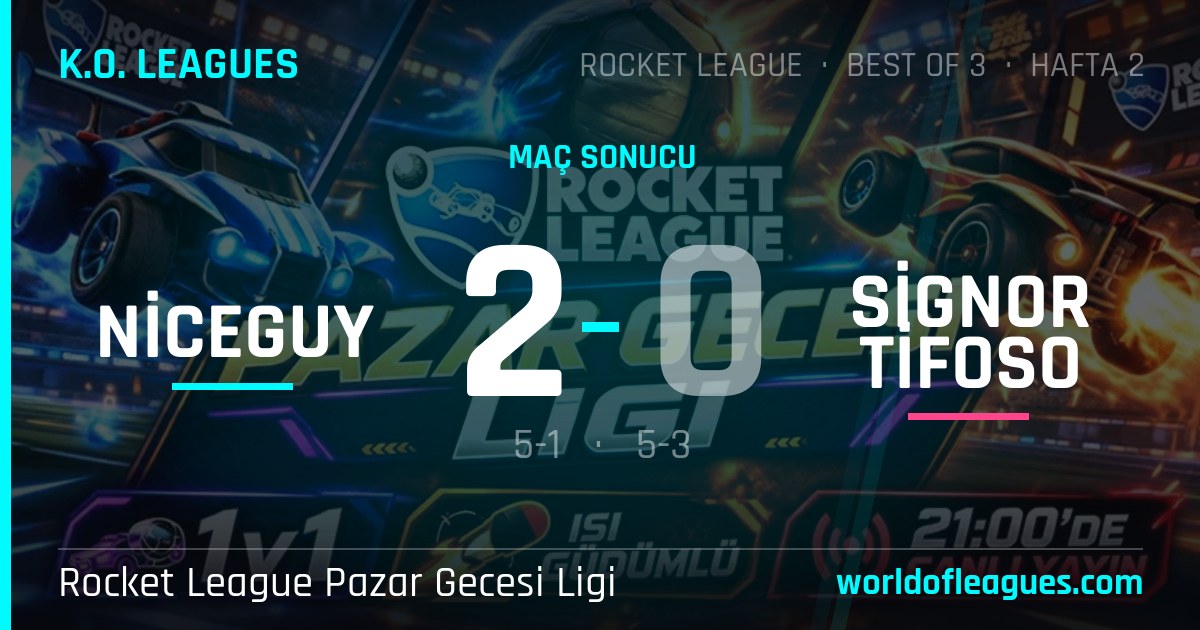 NiceGuy 2 - 0 Signor Tifoso — Rocket League Pazar Gecesi Ligi