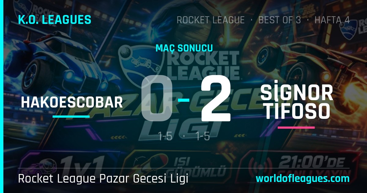 Hakoescobar 0 - 2 Signor Tifoso — Rocket League Pazar Gecesi Ligi