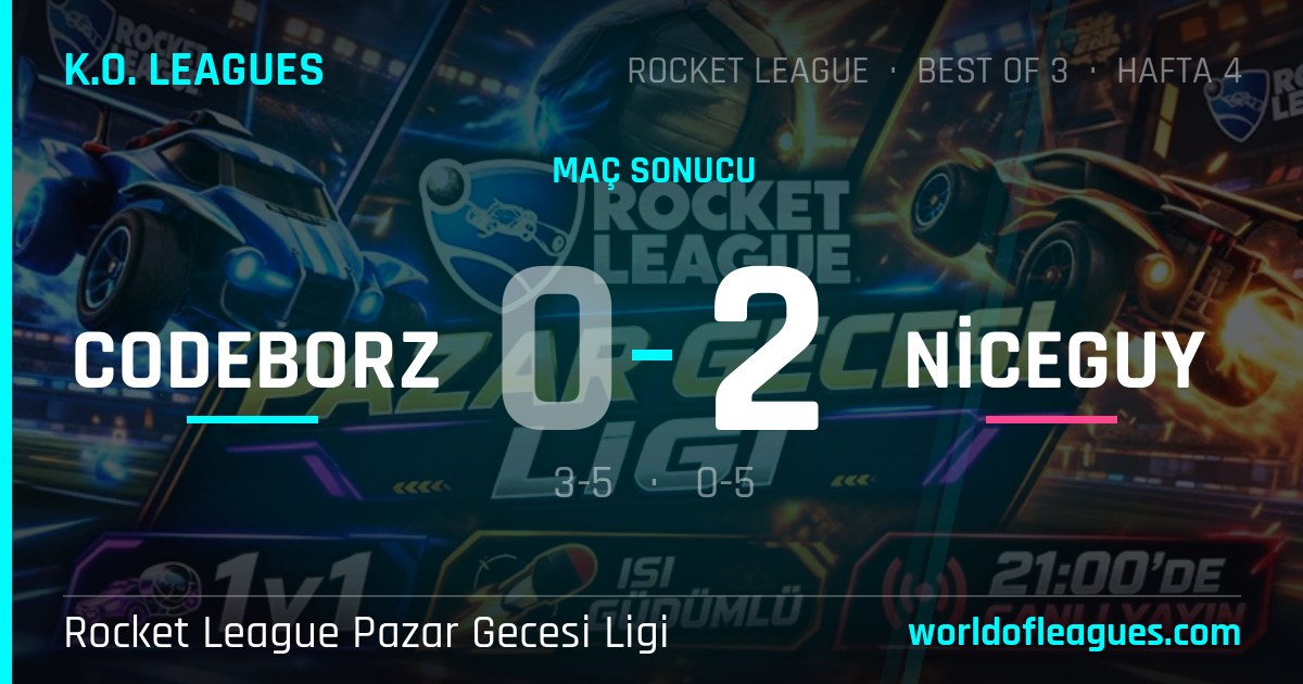 codeborz 0 - 2 NiceGuy — Rocket League Pazar Gecesi Ligi