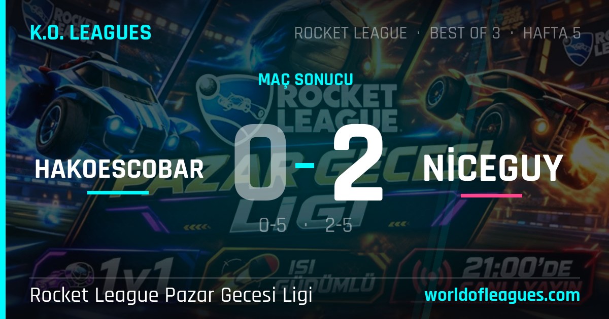 Hakoescobar 0 - 2 NiceGuy — Rocket League Pazar Gecesi Ligi