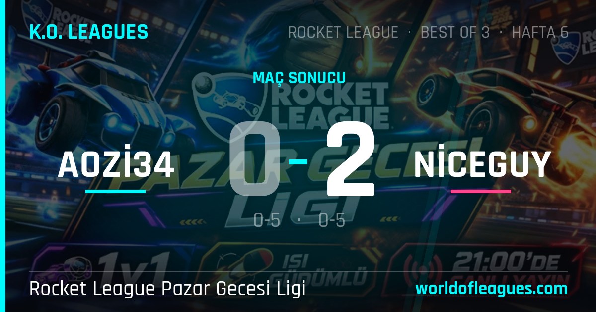 aozi34 0 - 2 NiceGuy — Rocket League Pazar Gecesi Ligi