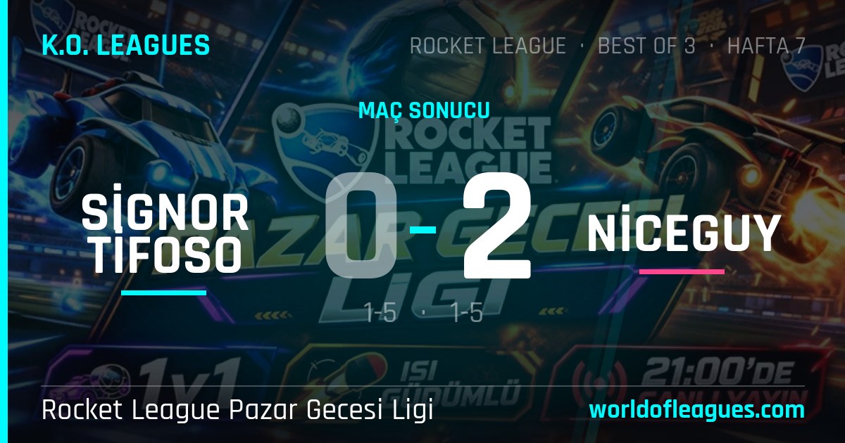 Signor Tifoso 0 - 2 NiceGuy — Rocket League Pazar Gecesi Ligi