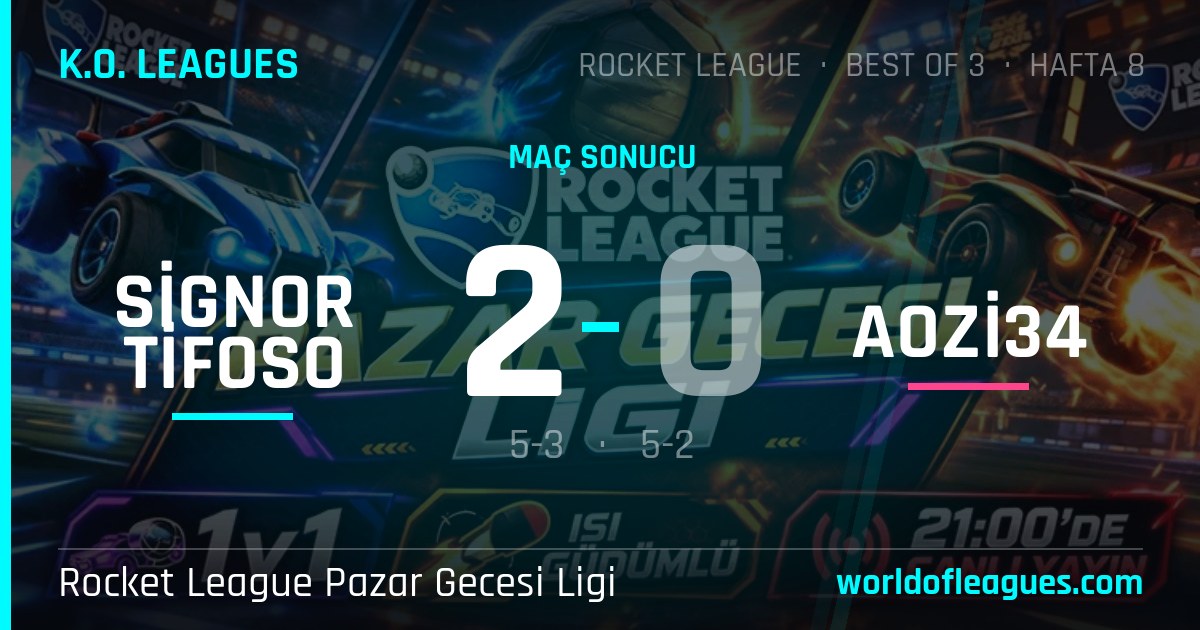 Signor Tifoso 2 - 0 aozi34 — Rocket League Pazar Gecesi Ligi