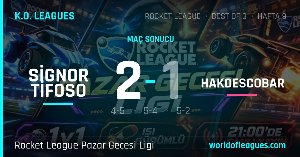 Signor Tifoso 2 - 1 Hakoescobar — Rocket League Pazar Gecesi Ligi