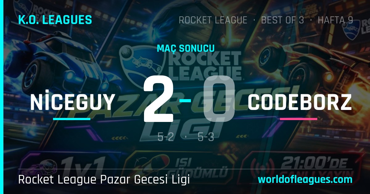 NiceGuy 2 - 0 codeborz — Rocket League Pazar Gecesi Ligi